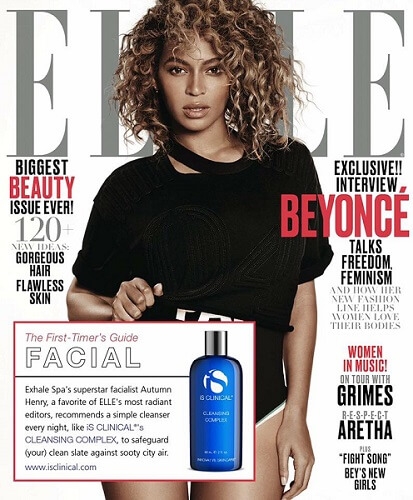 iS Clinical Cleansing Complex featured on cover of Elle Magazine
